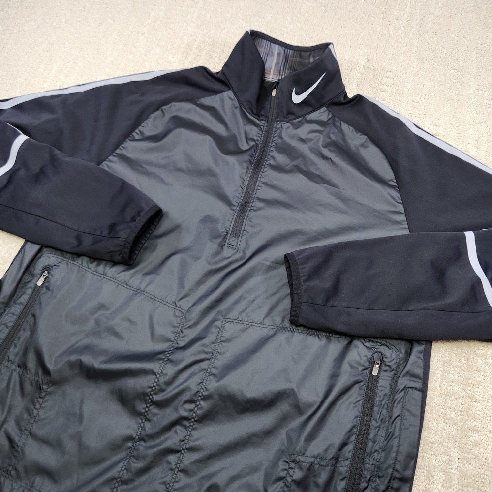 Nike Golf Jacket Men Medium Black Windbreaker Performance Water Resistant